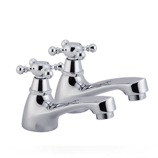 Traditional Bath Bathroom Basin Sink Chrome Brass Twin Hot & Col - zum Schließen ins Bild klicken