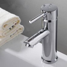 Mono Chrome Brass Bathroom Sink Faucet Single Handle Lever Basin