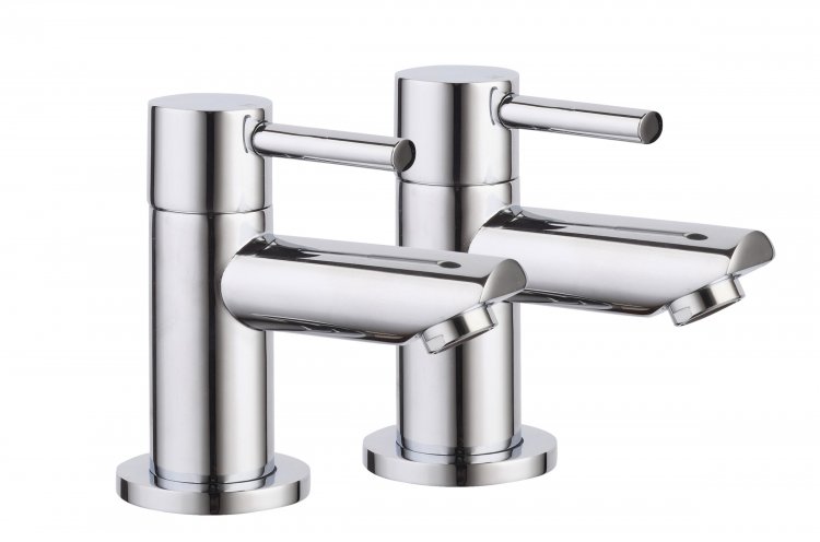 Modern Gladstone Bathroom Sink Chrome Basin Twin Taps - zum Schließen ins Bild klicken