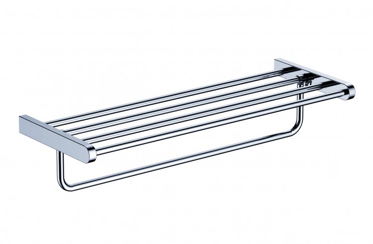 Stainless Steel Double Layer Towel Shelf with Chrome Finish - zum Schließen ins Bild klicken